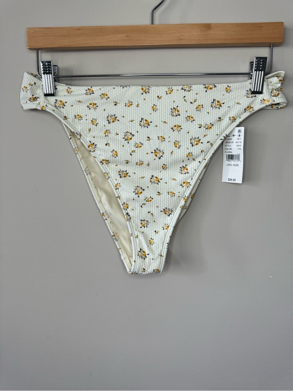 Pacsun NWT High Rise Rose Floral Ribbed Bikini Bottom Size Large